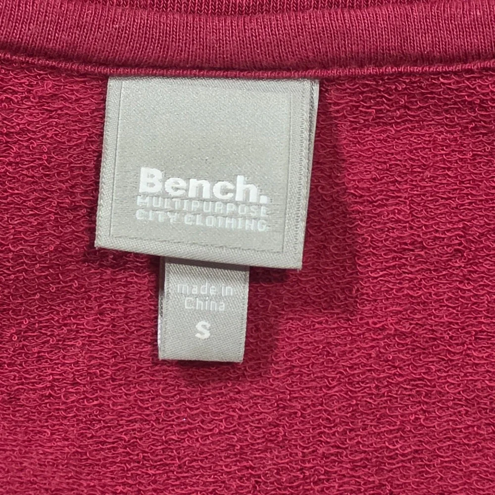 Bench Full Zip Sweatshirt Womens Small Burgundy Good Fair Isle Fox Logo Pockets